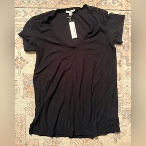 Womens NWT James Perse Black V-Neck Shirt